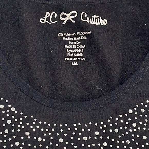 LC Couture Black Rhinestone Tank Top Size M/L - Picture 5 of 8